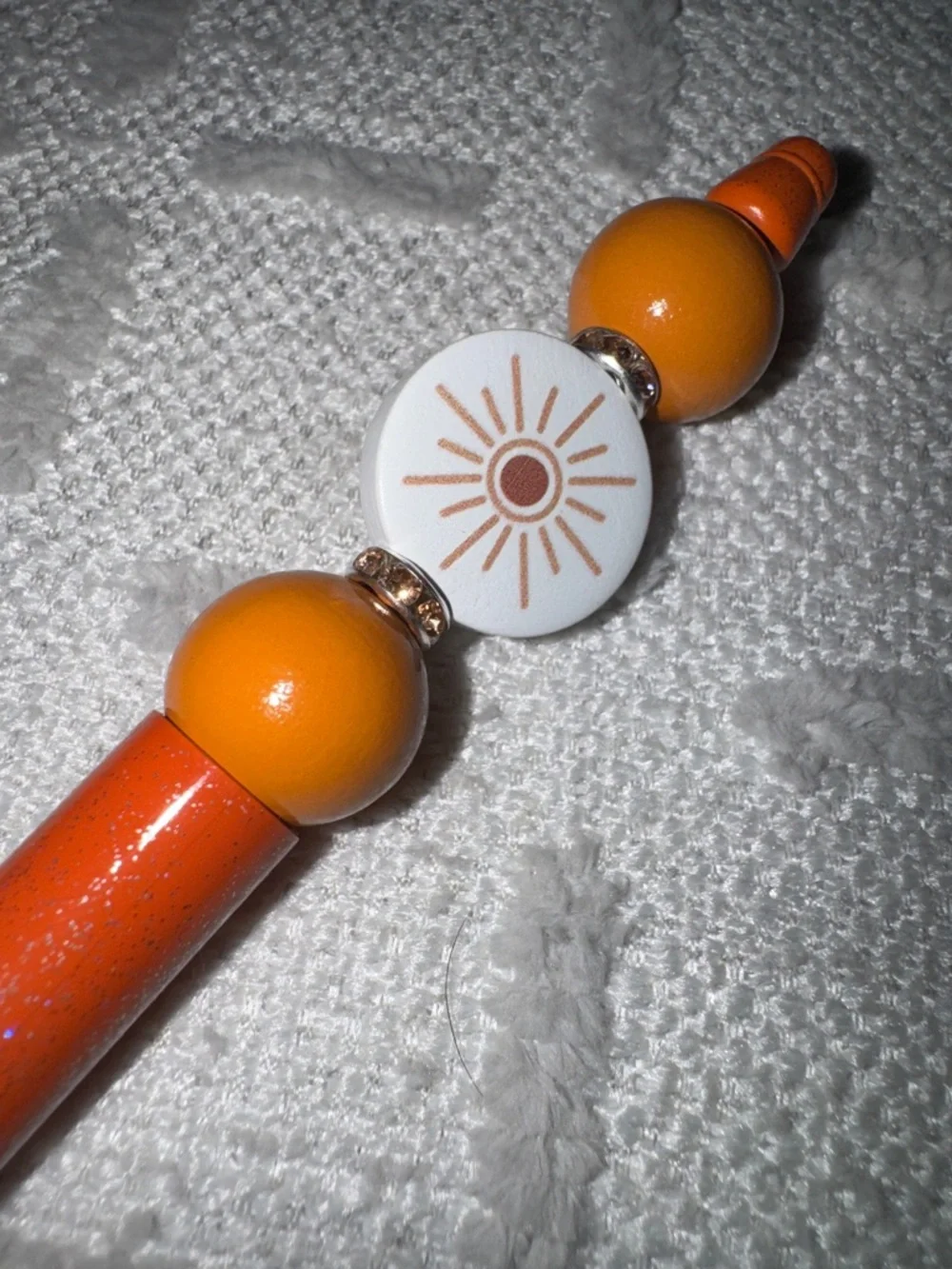 Orange Beaded Ballpoint Pen with Sun Accent